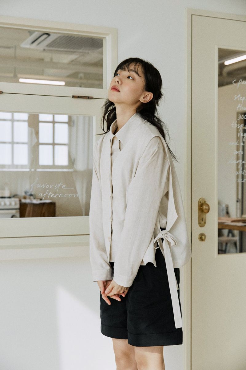 unisex cuff half pants black