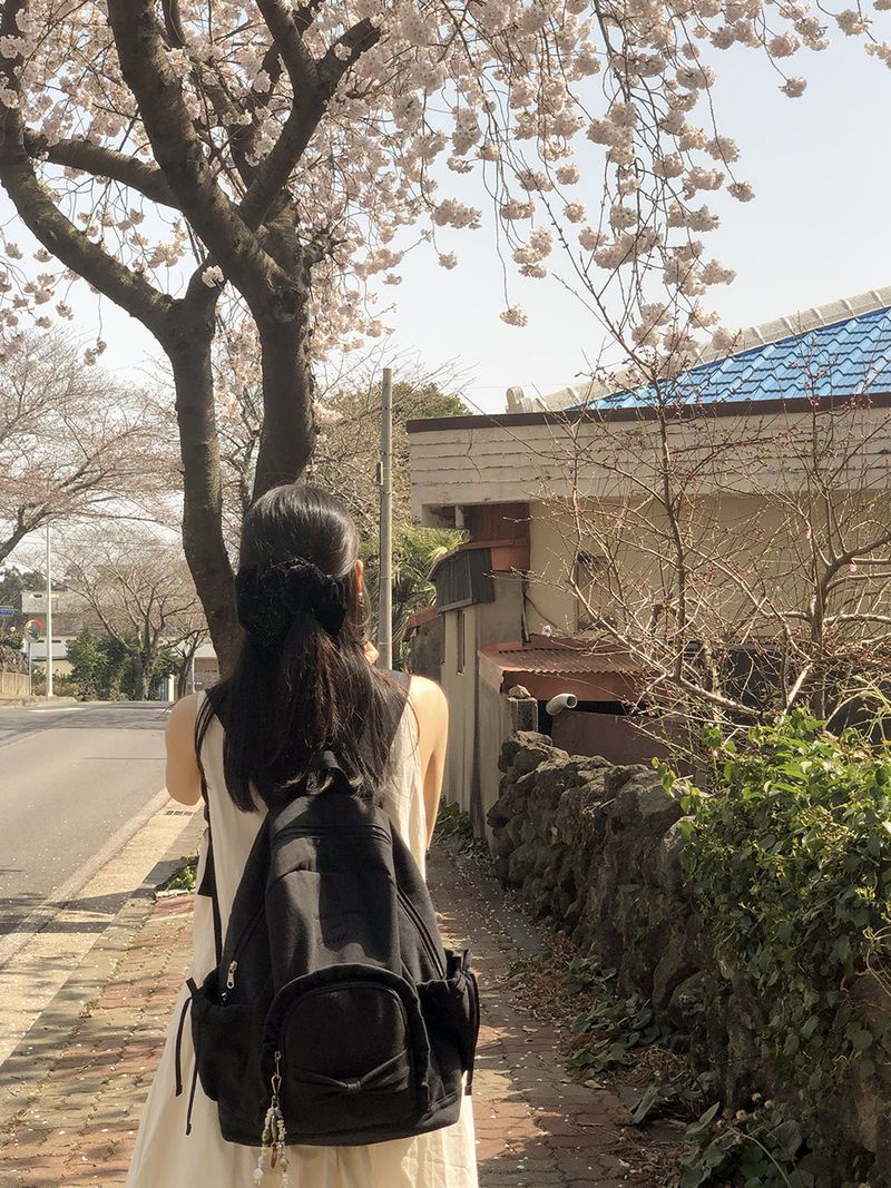 Ruffle ribbon backpack_vintage black