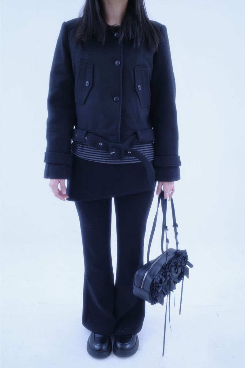 Shaki shirring ribbon sholder bag