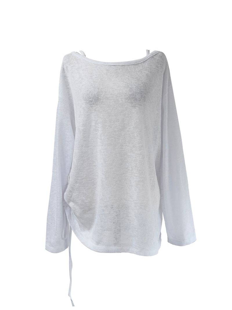 linen see-through long sleeve T (2color)