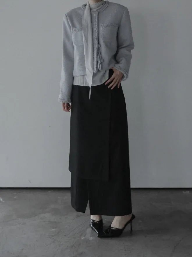 Siu Slit Layered Long Skirt