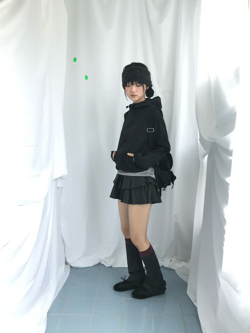 double frill pleated skirt