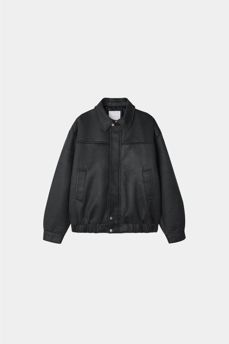 Vintage leather blouson padded jacket