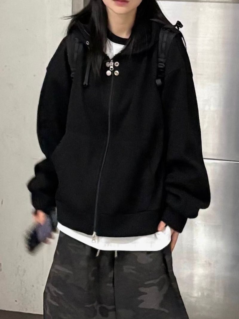 PEARCLAN（ペアクラン）の「two snap two-way ribbed hood zip-up（Tops）」