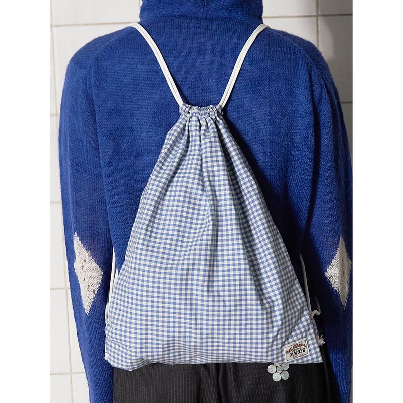 LOGO GINGHAM CHECK GYM SACK / BLUE