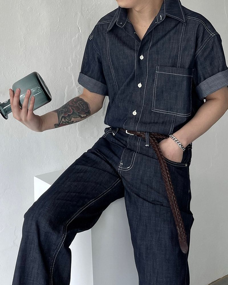 COZINESS（コジネス）の「MG516 Non-Fade Linen Short-Sleeved Shirt (2 colors)（Tops）」