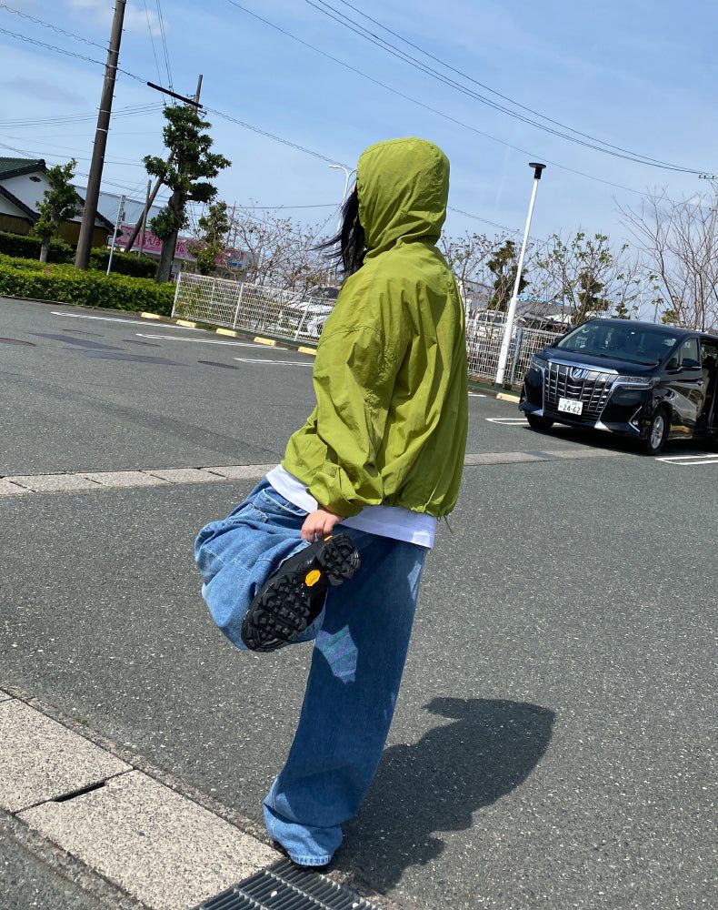 hoody nylon wind breaker (green)