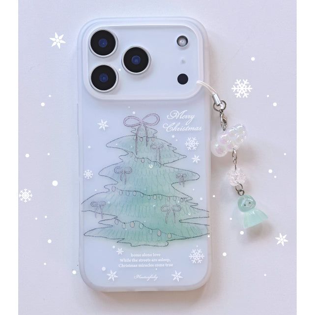 Teru-Teru Charm SET) Winter Christmas Tree Matte iPhone Case