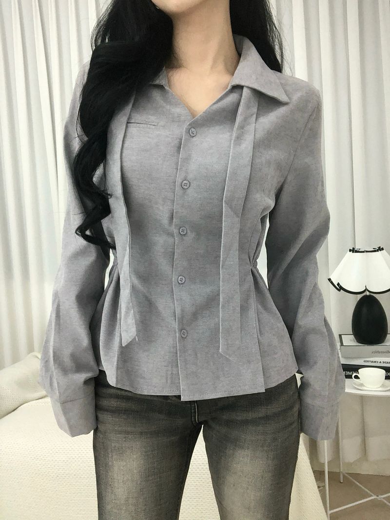 Dual Tie Pintuck Line Shirt
