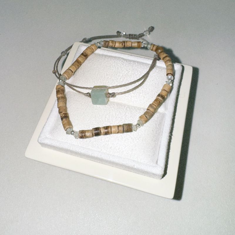 butterfly wood silver ball bracelet