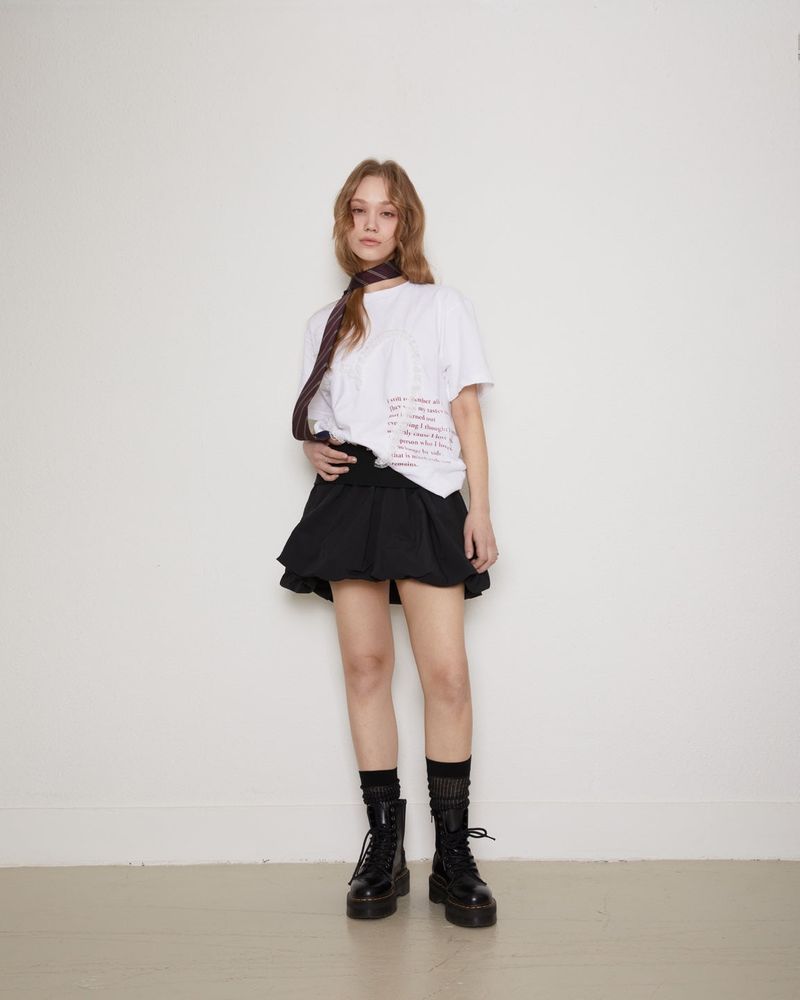 Folding puff skirt / black