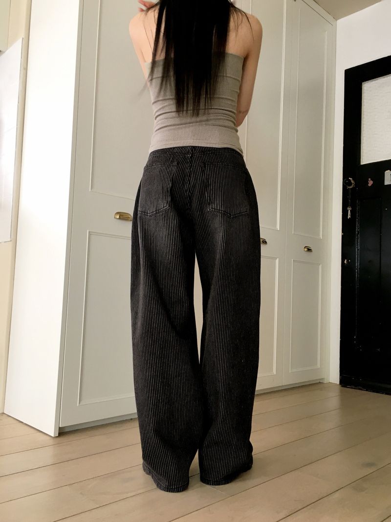 Kilo black striped wide denim pants