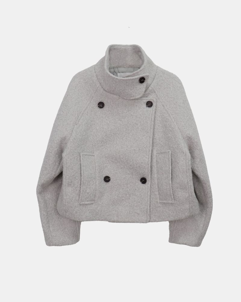 Emon Boucle Double Two-Button High-Neck quilted Short Coat