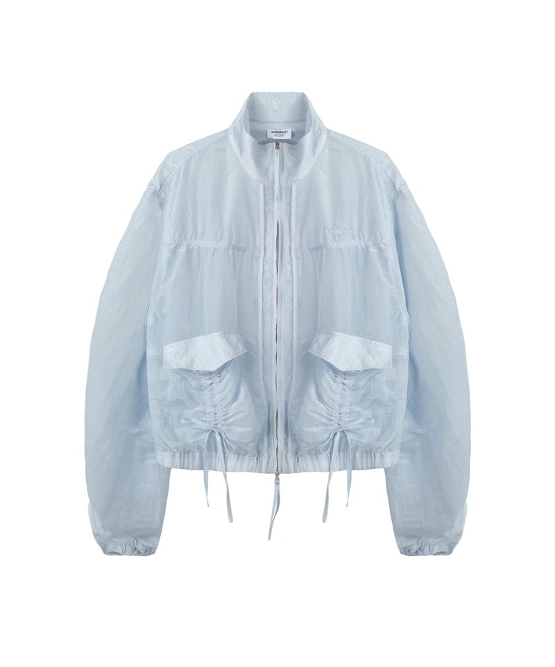 SHIRRING SEE THROUGH WIND JACKET (LIGHT BLUE)
