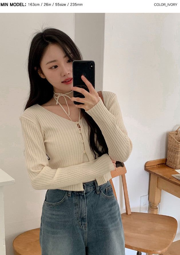 JN Halter Strap Knit Sleeveless (5color)