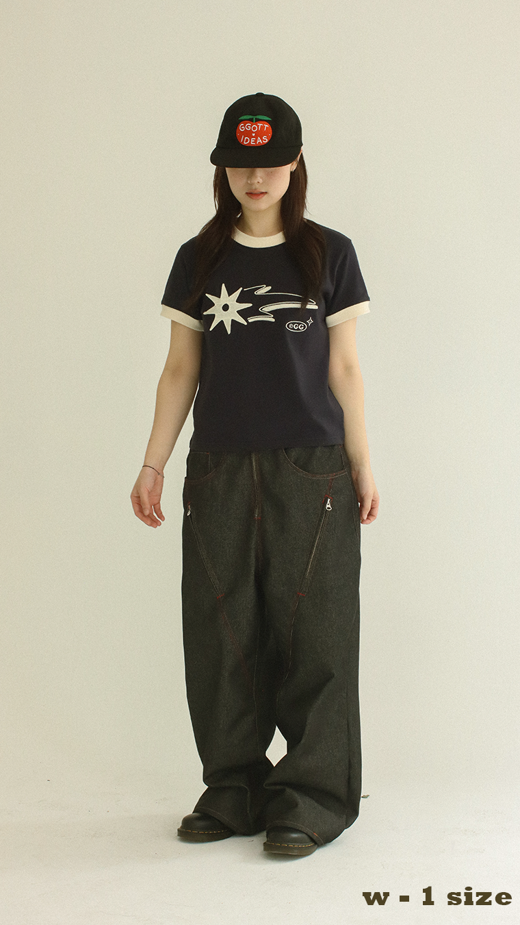 Shooting star Ringer tee @ Navy * Ivory