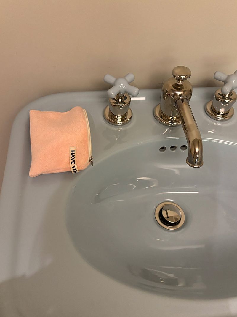 Terry flat pouch - peach , S size