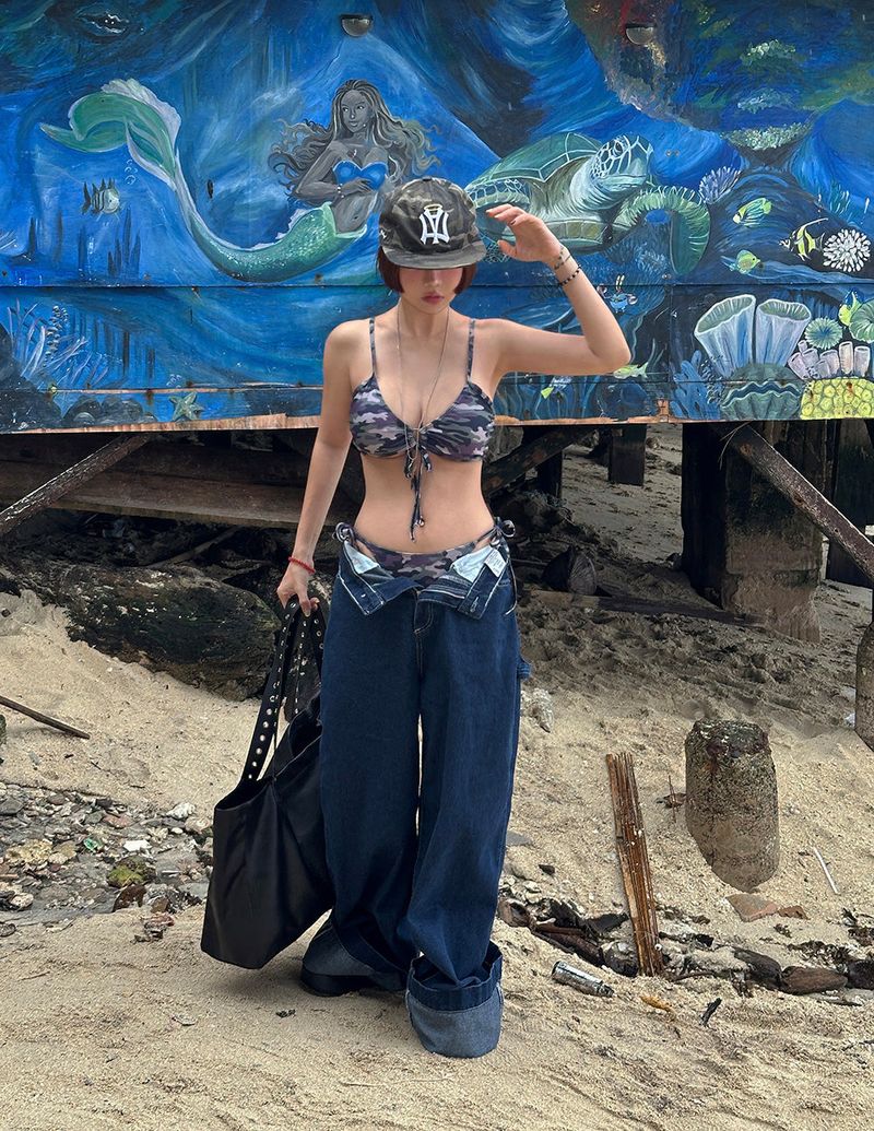 camo military strap bikini