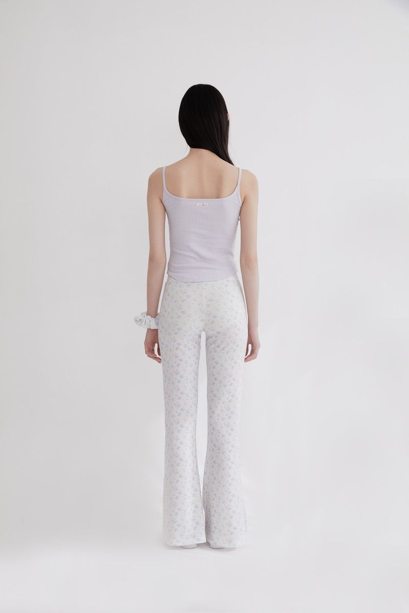 Flower Button bootcut pants (BLUE)