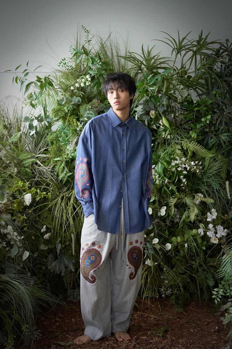 PAISLEY EMB. H-T SWEAT PANTS (Gray)