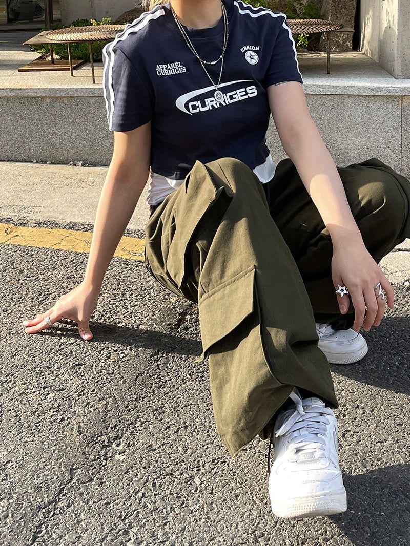 Y2k Sporty Racing Crop Tee