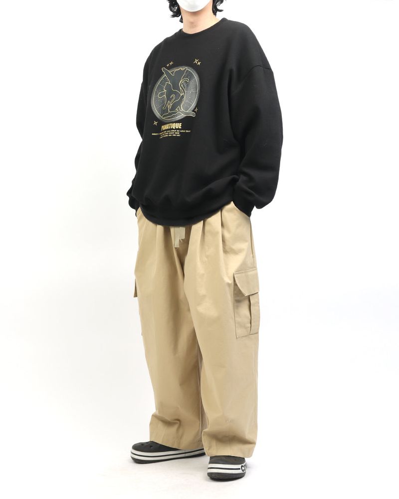 PANATIQUE（パナティーク）の「Circle Moon Cat Sweatshirt_Black（Tops）」