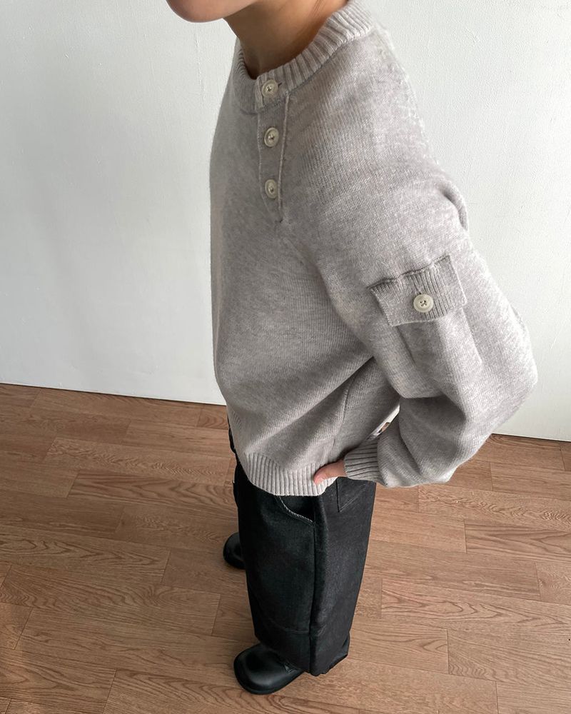 Bis Diagonal Button Knit