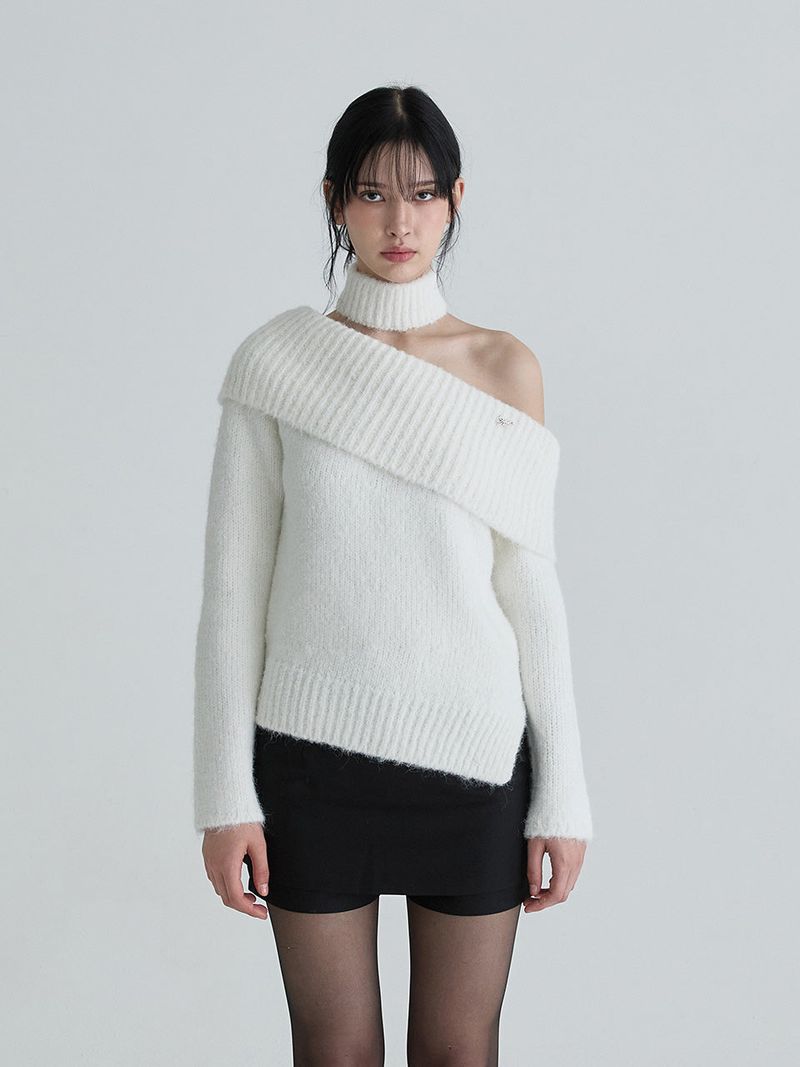 Not your rose（ノットユアローズ）の「Muffler symbol knit set (White)（Tops）」