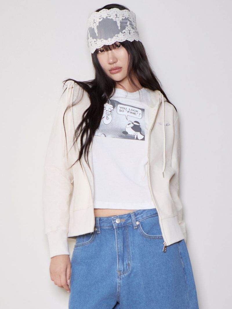 Distressed Leather Zip Hoodie