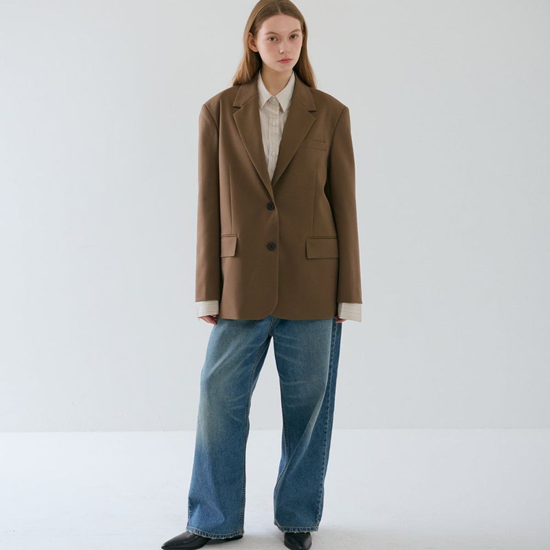 Over-sized Tailored Jacket_Brown