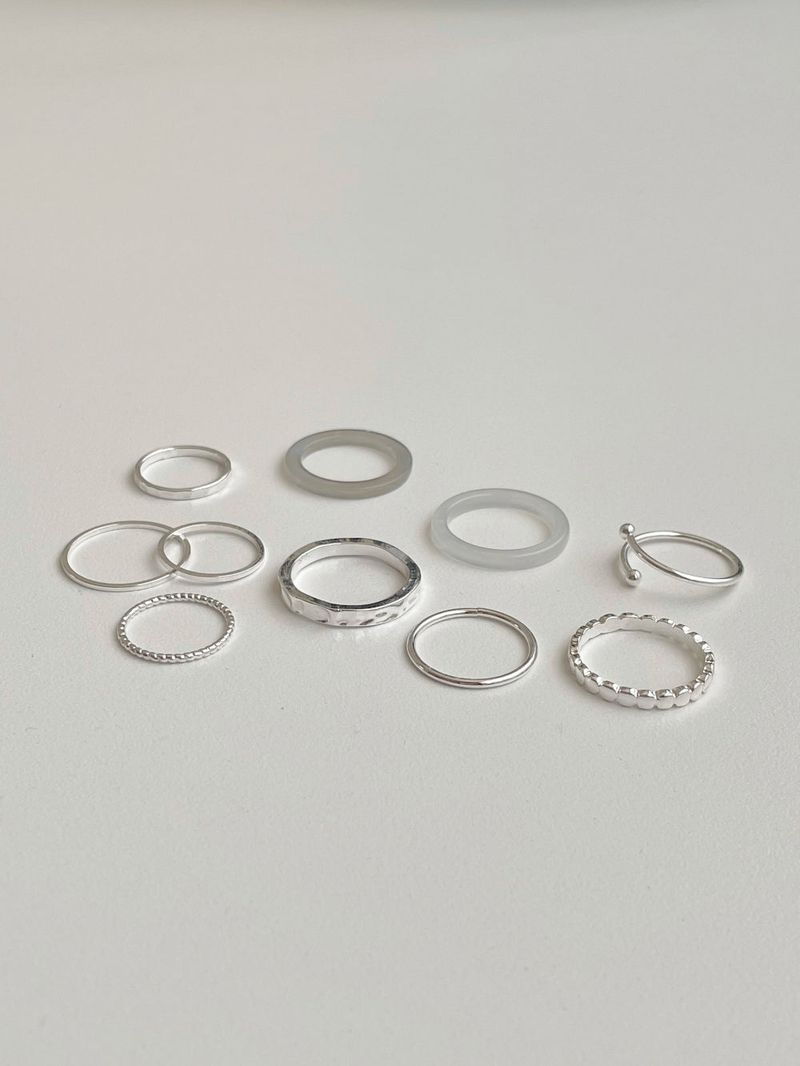 [10 set] acrylic bold layered ring set