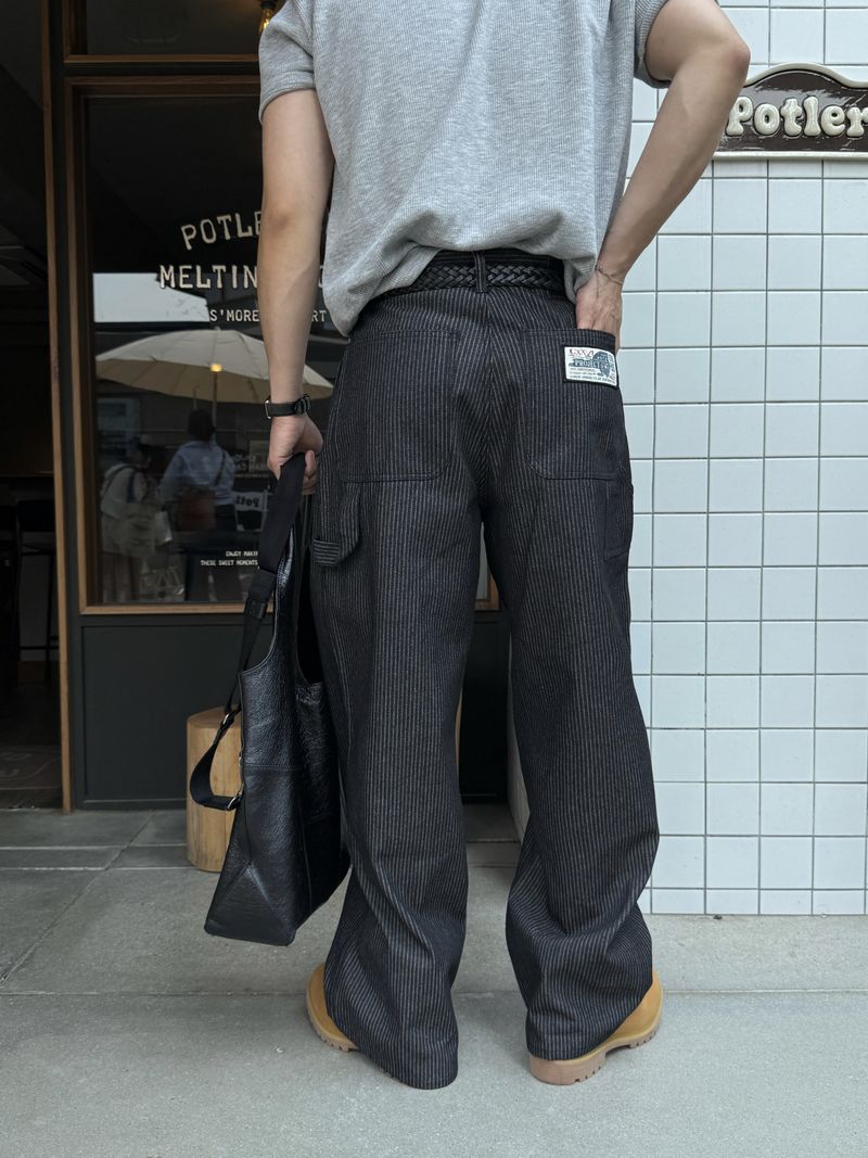 Pint stripe denim pants