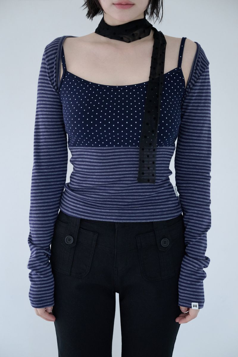 MIXED PATTERN CAMI & BOLERO SET NAVY