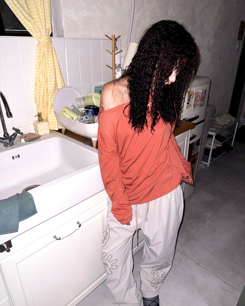 (2color) Cord Flower Embroidery Pants