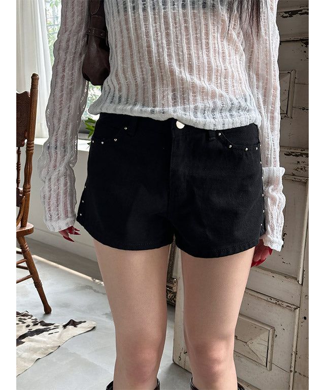 Stud cotton short pants(2color)