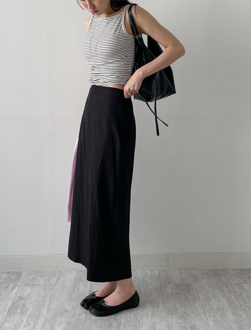 Tencel Striped Boat Neck Sleeveless