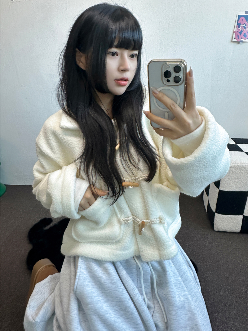 SHEEP FUR SEMI CROPPED TTEOKBOKKI COAT 🤎🤍🧸4COLOR