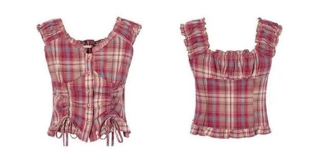 String check corset blouse 231233624