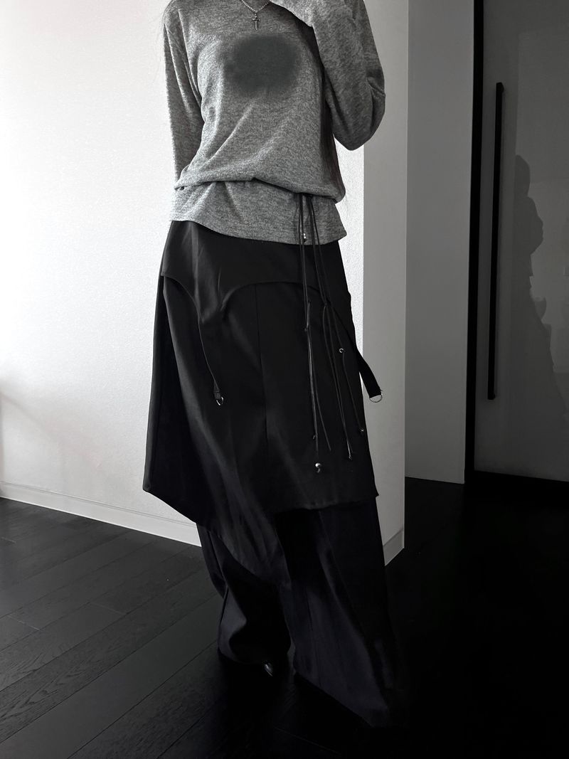 dust D-ring asym midi skirt (2color)