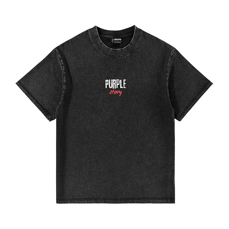 Purple Story Oversized Heavyweight Washed Printed Tee
