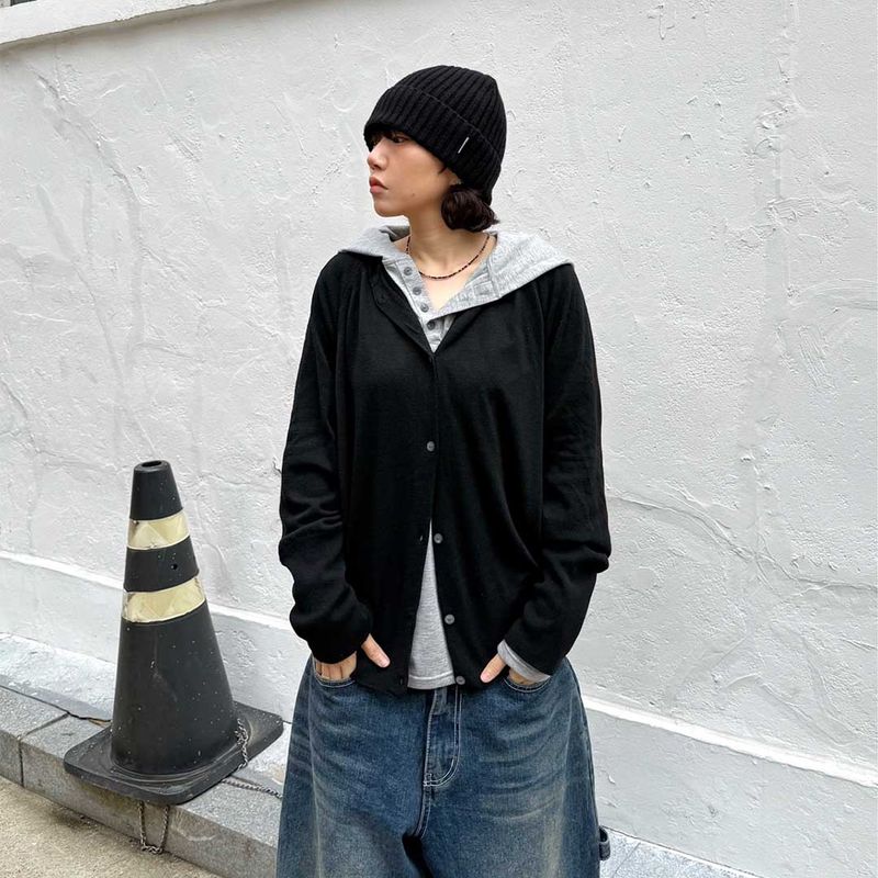 Light Knit Hooded Cardigan