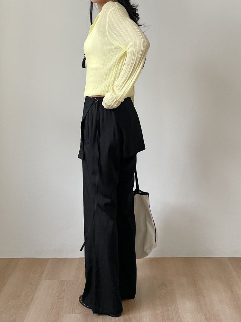 Satin Wrap Bootcut Wide Pants