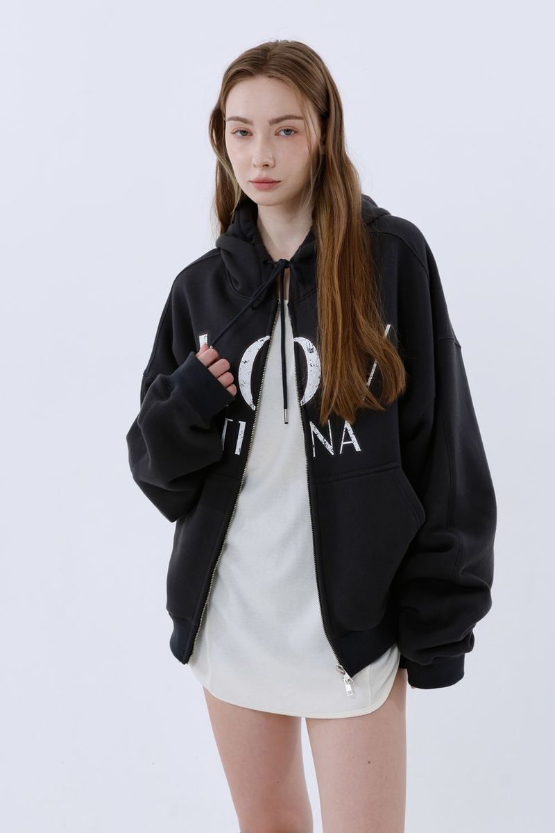 LT ROUGH HOOD ZIP-UP_CHARCOAL