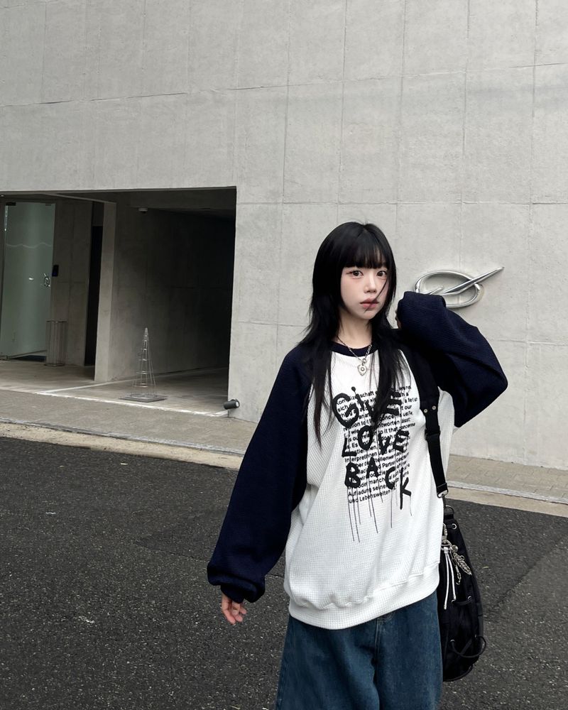 Shino raglan waffle sweatshirt 