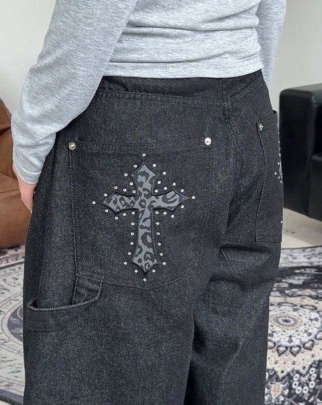 Cardin Leopard Cross Denim Pants