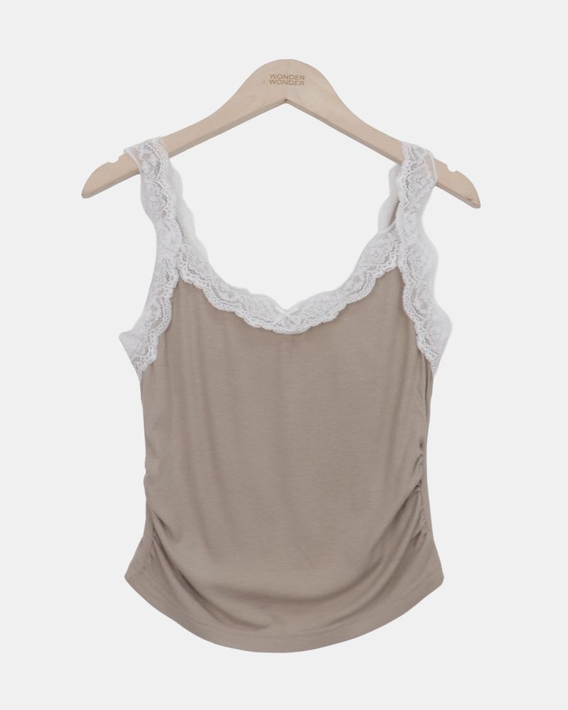 Raykin Shirred Lace Sleeveless Top