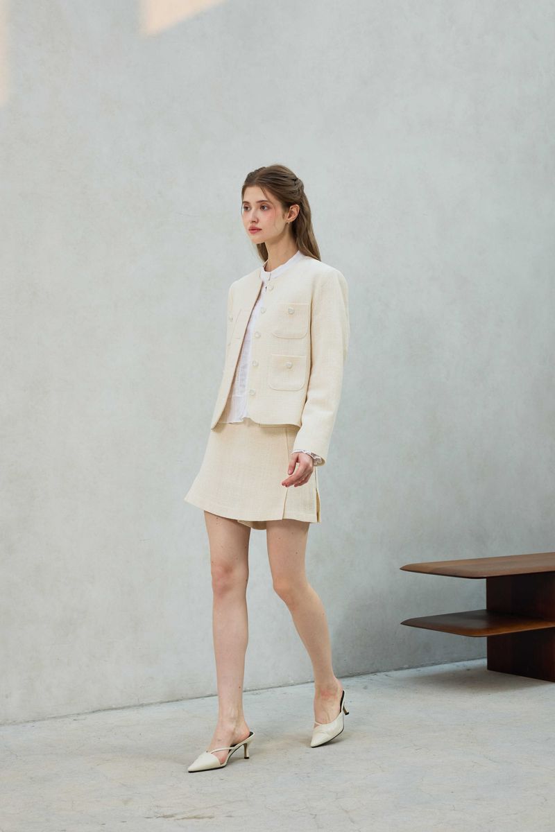 CHERISH TWEED SKIRT PANTS / WHITE