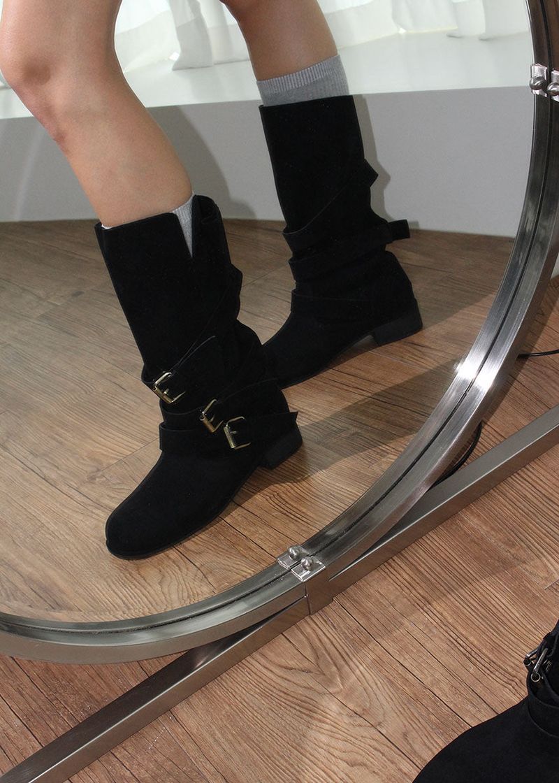 SUEDE BELT MIDDLE BOOTS