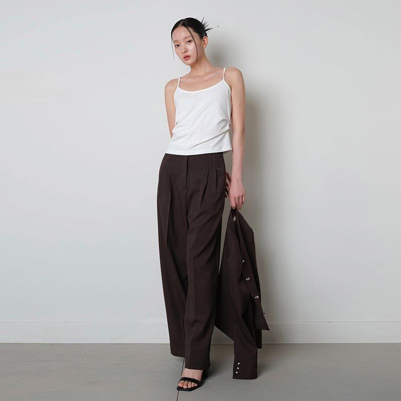 Loventina(ラヴェンティナ)の「Twill Fintuck Slacks_Brown(Pants)」