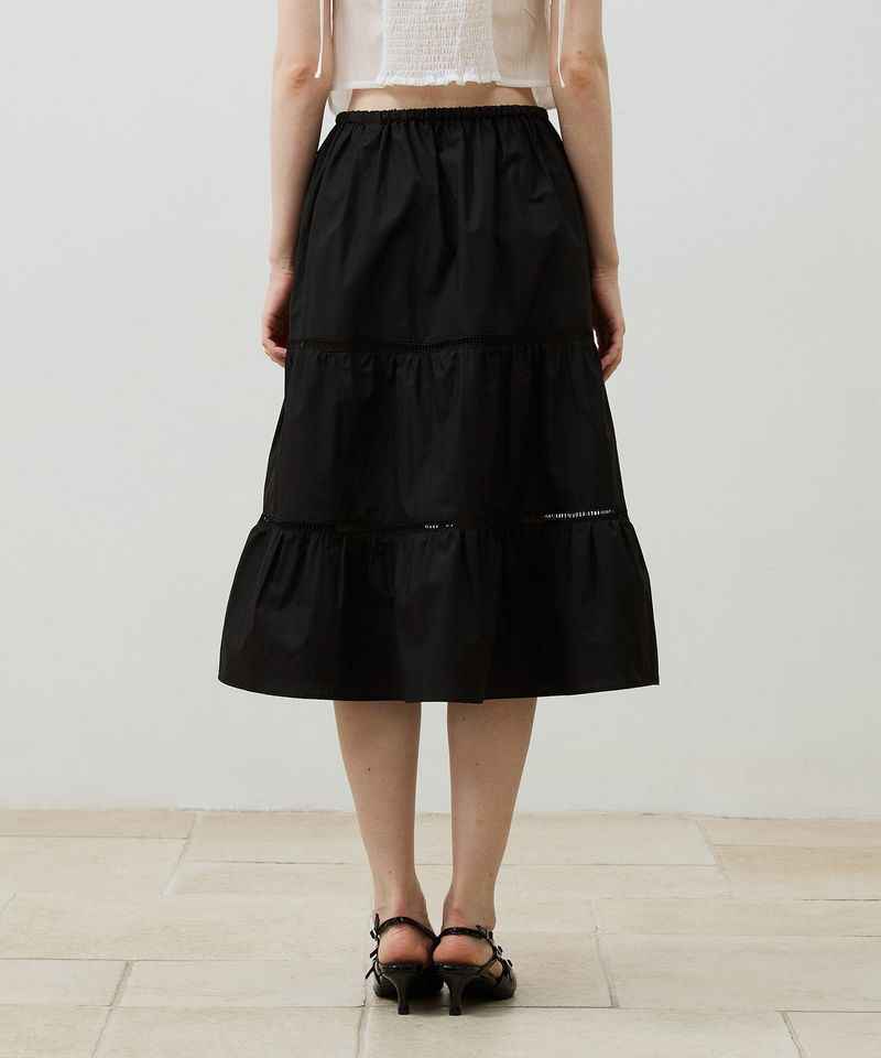 MUSE TIERED MIDI SKIRT / BLACK